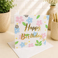Watercolour Floral Birthday Card, Hand-Illustrated Celebration Greeting, Personalised Foiling Option