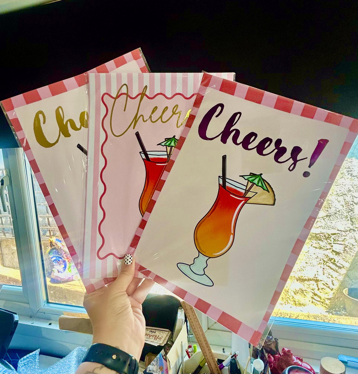 Cheers Cocktail A4 Foiled Art Print, Unframed, Poster, Home Decor