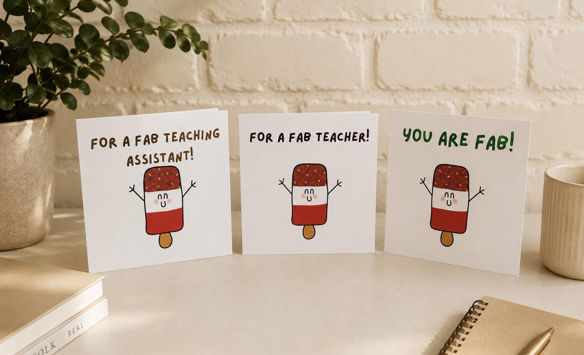 You're Fab Thank You Card, Hand-Illustrated Celebration Greeting, Personalised Foiling Option, Teacher, TA