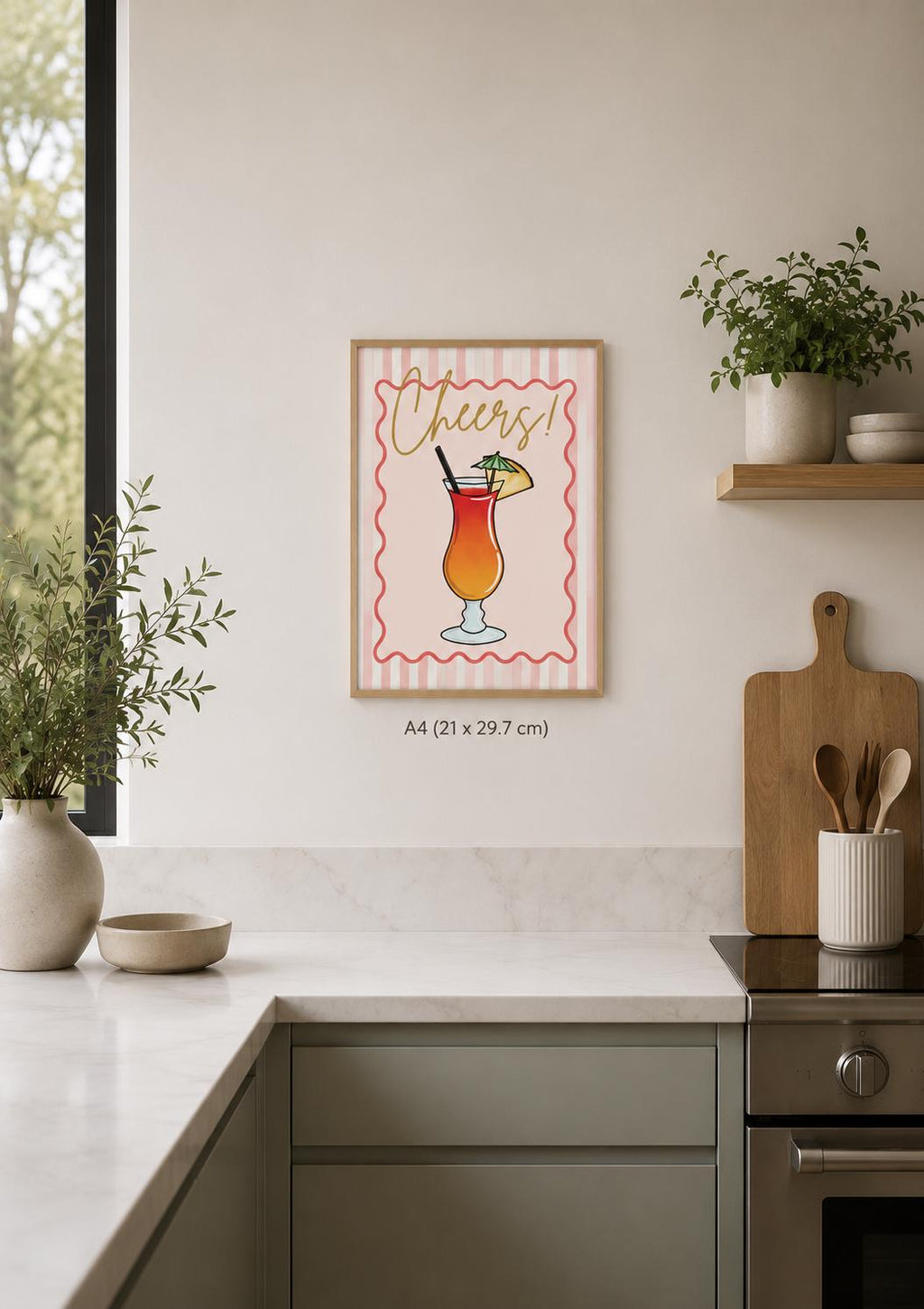 Cheers Cocktail A4 Foiled Art Print, Unframed, Poster, Home Decor