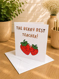 Berry Best Thank You Card, Hand-Illustrated Celebration Greeting, Personalised Foiling Option, Teacher, TA