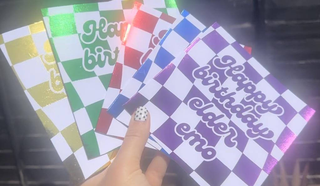 Elder Emo Checkerboard Birthday Card, Celebration, Greeting, Personalised Foiling Option