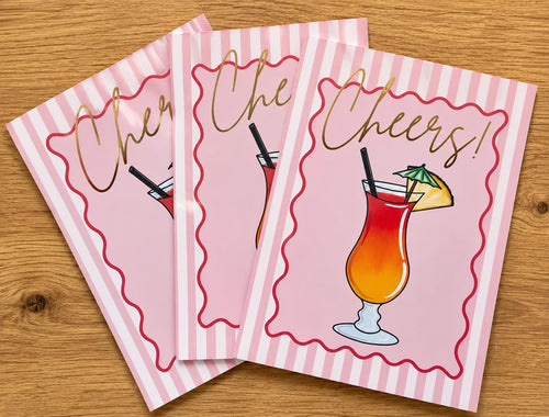 Cheers Cocktail A4 Foiled Art Print, Unframed, Poster, Home Decor